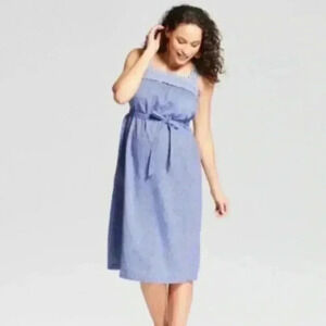 Ingrid and Isabel Maternity Embroidery Woven Tank Dress